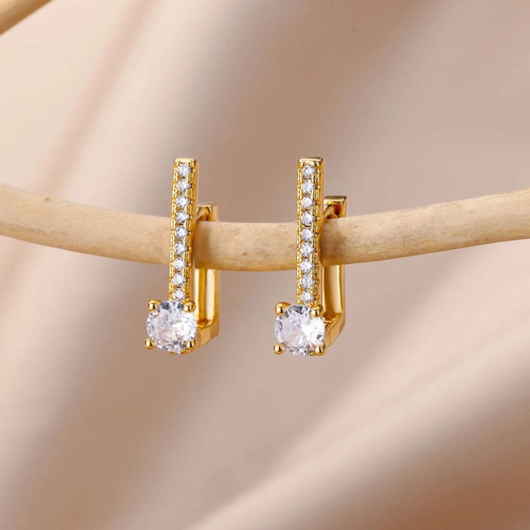 Exotic Gold-Plated Earrings with Cubic Zirconia