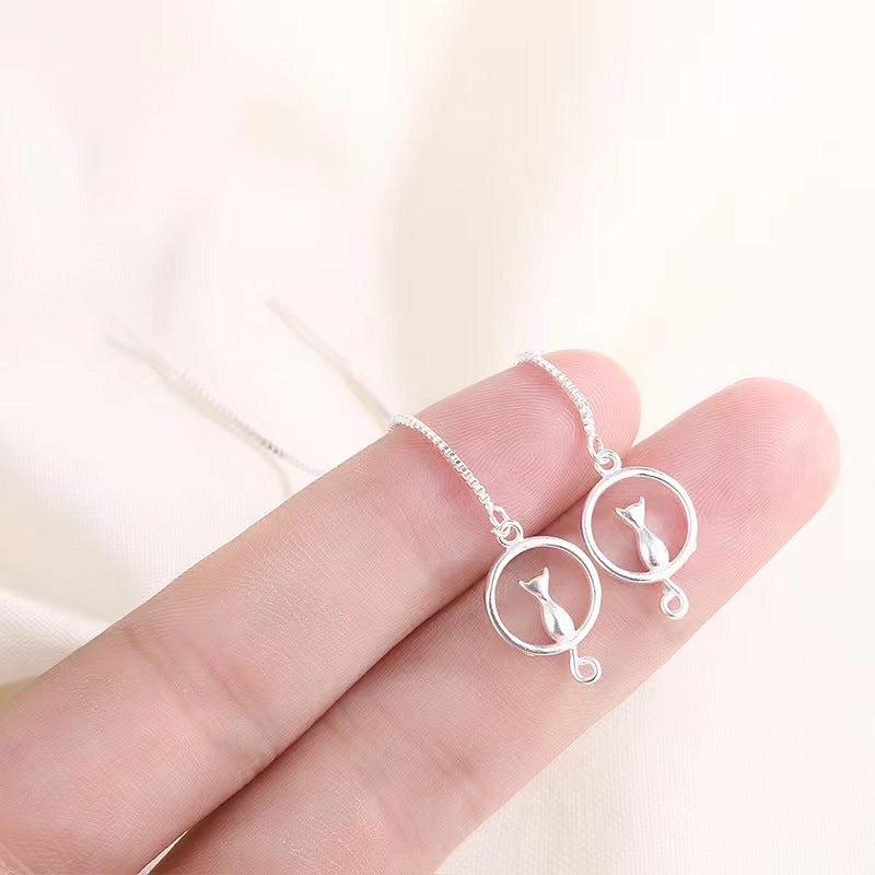 Earrings with Dangling Kitten