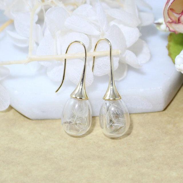 Silver Dandelion Pendant Earrings