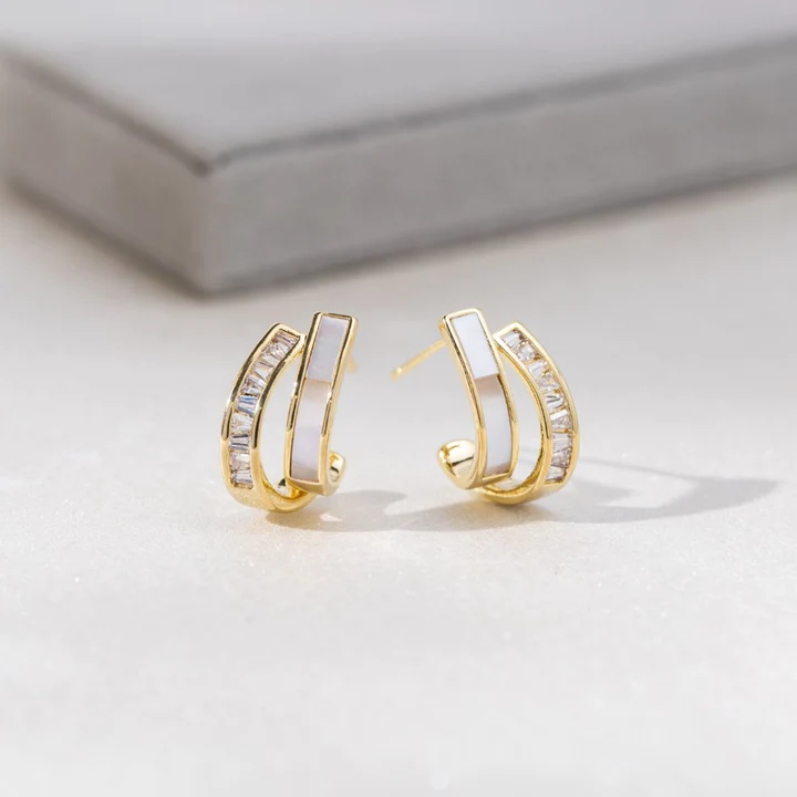 Elegant Enamel and Zirconia Earrings