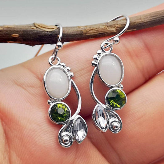 Vintage Moonstone with Crystal Earrings