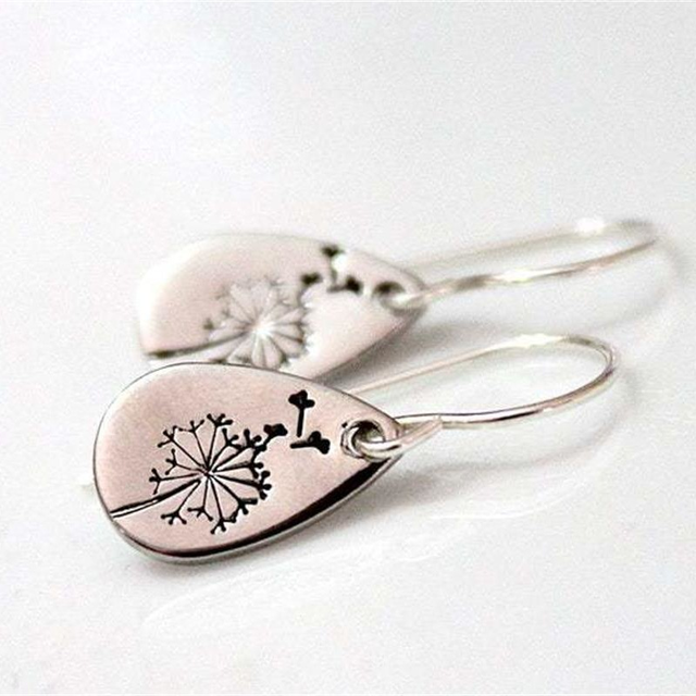 Vintage Dandelion Earrings in Silver