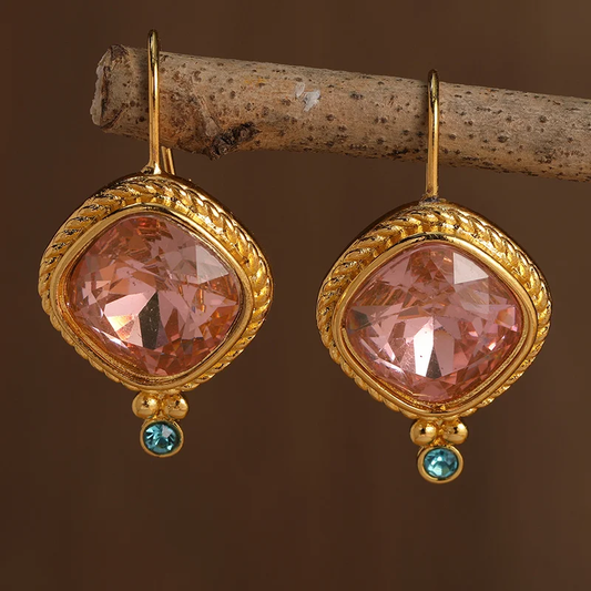 Vintage Rose Gold Crystal Earrings