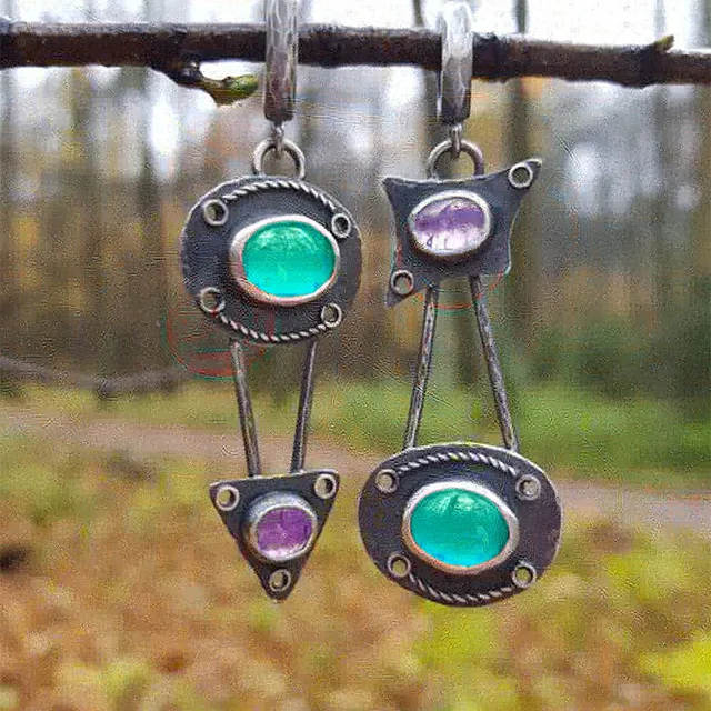 Mechanical Earrings with Vintage Crystals