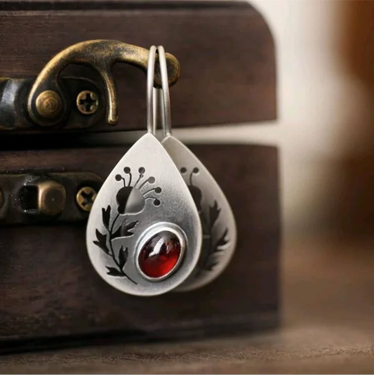 Vintage-style Red Crystal Drop Earrings